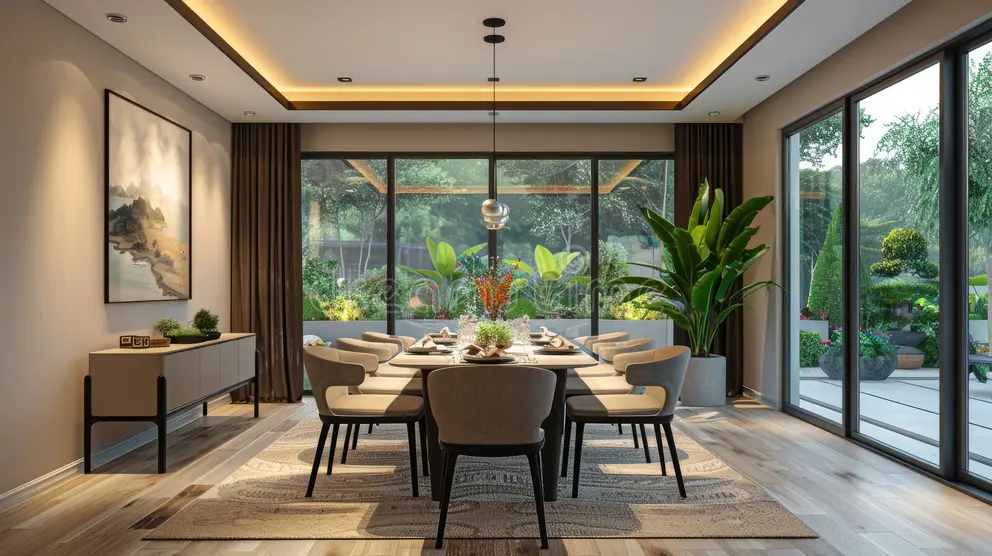 modern-elegant-dining-room-interior-design-garden-view-spacious-boasts-contemporary-elegance-ready-designer-s-311583513